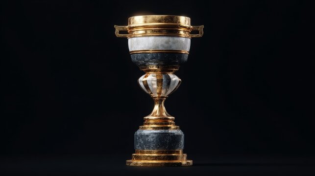 Exquisite golden trophy with marble accents signifies ultimate achievement and prestige, perfect for celebrating top performance and excellence.