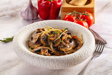 Italian pasta spaghetti with mushrooms