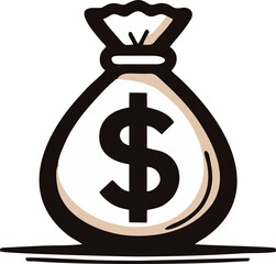 Illustrated Money Bag Dollar Sign