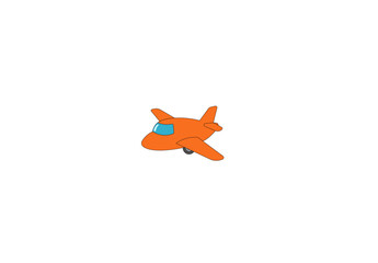 Vector illustration of a cartoon orange airplane on a white background