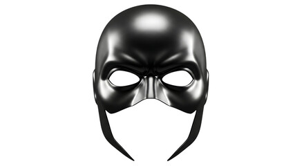 Metallic silver mask, with eye openings and a pointed chin piece, cutout, PNG isolated on white or transparent background