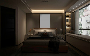 luxury hotel room, 3d render bedroom