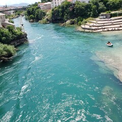 Neretva River Turquoise Water in Mostar, Bosnia and Herzegovina