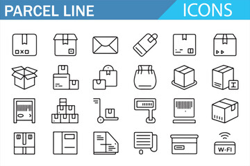 Modern parcel icons collection for online delivery services