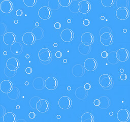 Blue Bubble Pattern Background, Transparent Soap Bubbles on Aqua Surface