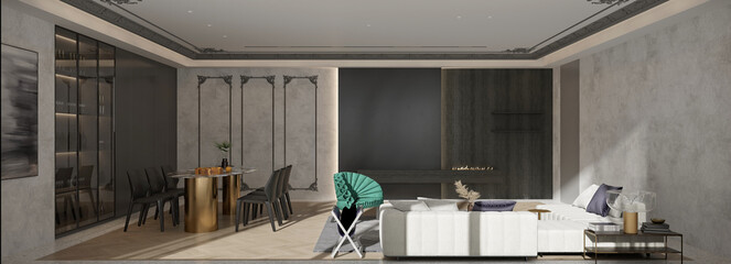 3d render luxury hotel room