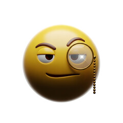 Fototapeta premium Sophisticated emoji with monocle isolated on transparent background