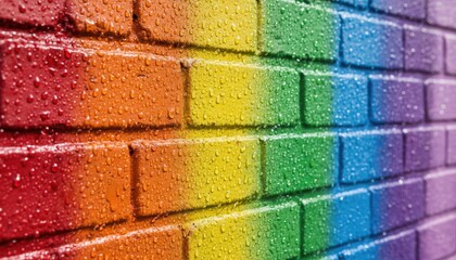 Sparkling Rainbow Brick Wall Texture Background
