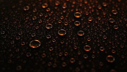 Glistening Water Droplets on Dark Textured Surface – Raindrops Close-up Background