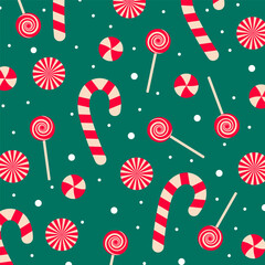 Seamless Christmas patterns with festive decorations and winter holiday elements. Wrapping paper © Cavid