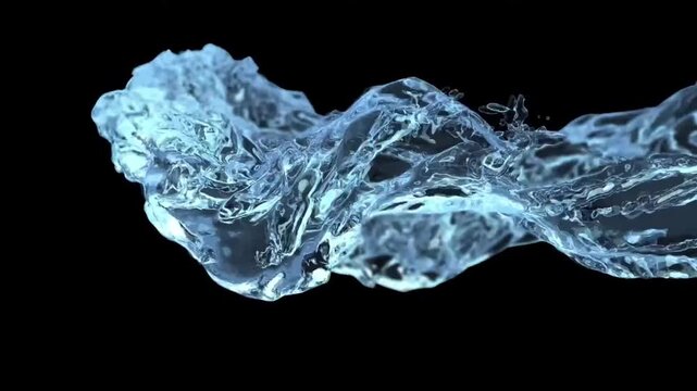 Curved water stream twisting smoothly with clear fluid motion on dark background