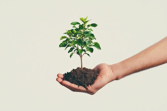 Planting a young tree outdoor setting nature photography eco-friendly environment vibrant colors earth day celebration - Powered by Adobe