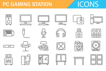 Esports and gaming setup icons for modern digital gamers