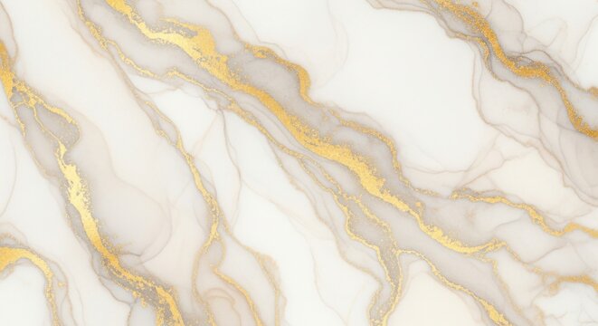 Elegant abstract marble texture with swirling gold and white veins