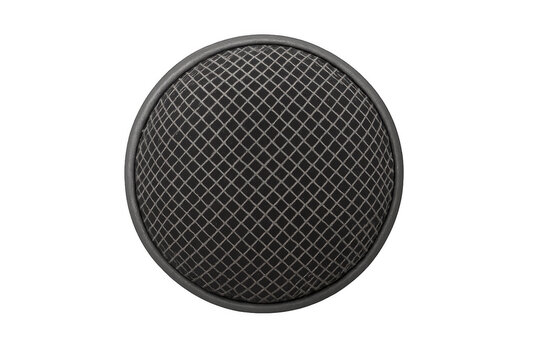 Round metal mesh pop filter for studio microphone isolated on transparent background, enhancing vocal recording quality