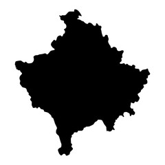 Vector map of Kosovo, a country in Southeast Europe. Detailed black silhouette, isolated on white background.