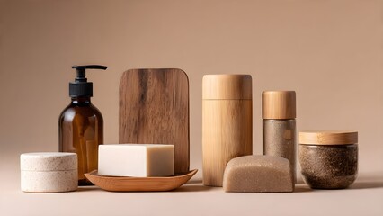 Sustainable Self-Care Collection: Natural and Eco-Friendly Body Care Essentials in Earthy Tones