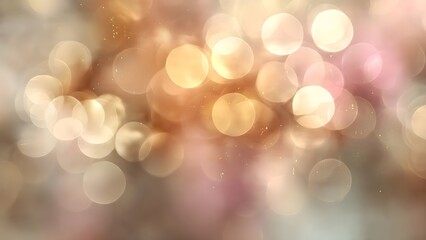 Shimmering Golden and Pink Bokeh Lights with Subtle Glitter Overlay, Creating a Dreamy Abstract Background for Festive Celebrations or Elegant Designs