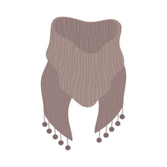 Cozy winter clothes with hats, scarves, and gloves in warm seasonal colors
