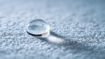 Perfect Purity: A Reflective Water Droplet on a Shimmering Micro-Textured Surface