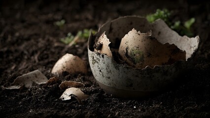 Fertile Ground: Broken Eggshells and Earth, Symbolizing Growth and Renewal