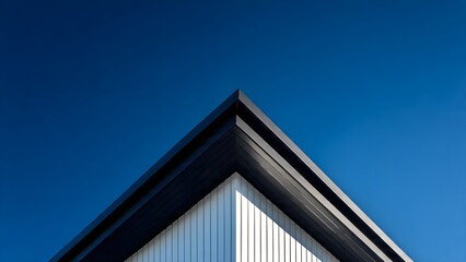 Minimalist Architectural Corner Against a Deep Blue Sky