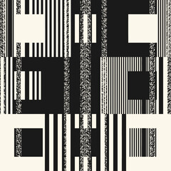 Monochrome Glitch Effect Textured Geometric Pattern