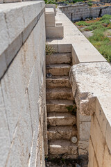 Fototapeta premium Stairs leading to the upper seats at the Hippodrome in Beit Shean National Park in Beit Shean, Israel. 