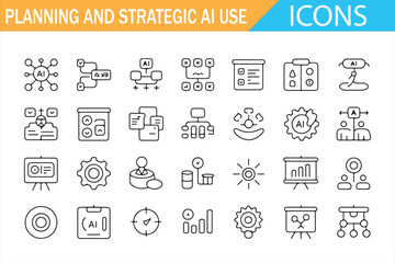 AI and Data Analytics Outline Icons Collection