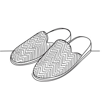 Herringbone slippers Winter clothing and footwear Outline / Minimal Linear Vector