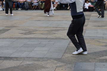 Basque folk dancers during a performance