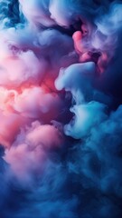 Naklejka premium Abstract Colorful Smoke Wisps and Swirls in Moody Lighting with Dramatic Contrast