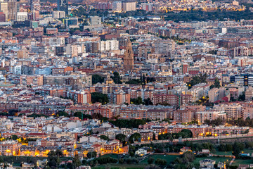 Obraz premium View from a distance of the city center of Murcia, Region of Murcia, Spain