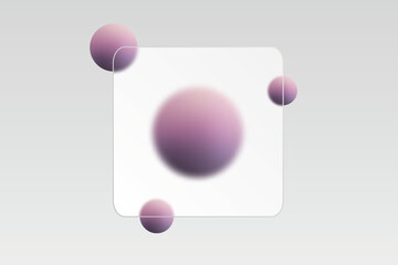 A transparent frosted glass frame, through which a large lilac sphere shines. Eps 10