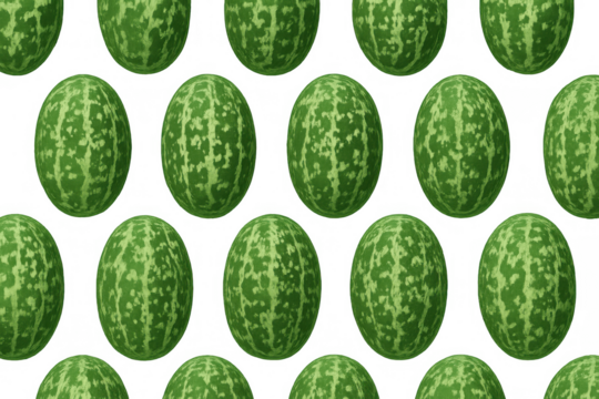 Watermelon fruit pattern design background with seamless repeating green melons providing summer food concept