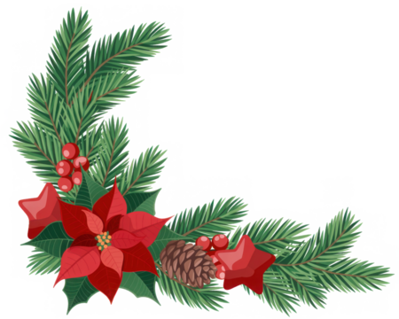 PNG Christmas corner arrangement christmas flower plant.
 - Powered by Adobe