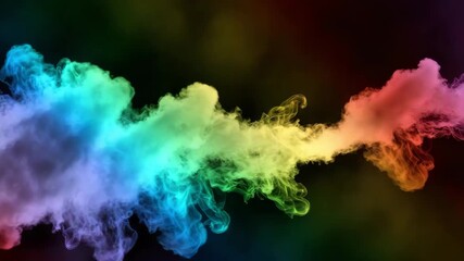Dynamic rainbow explosion colorful smoke footage in motion on black background clip - Powered by Adobe