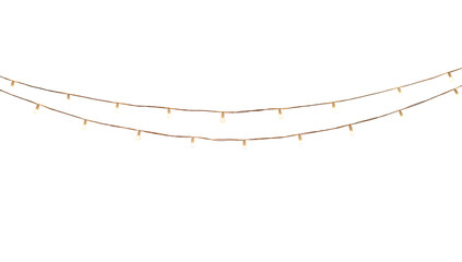 Two strands of warm white string lights hanging against a space