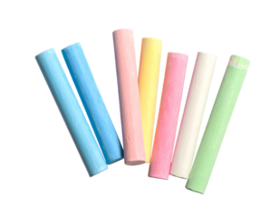  Colorful Chalk Sticks and Dust Particles, Mixed Shades, Flat Lay Style