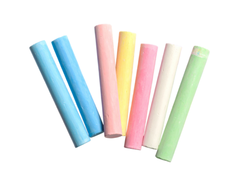  Colorful Chalk Sticks and Dust Particles, Mixed Shades, Flat Lay Style