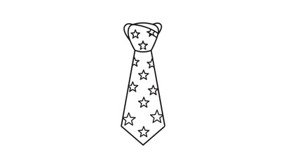 Hand drawn star pattern necktie illustration on white background