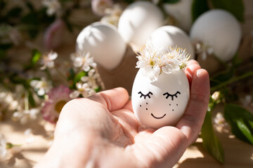 Decorated Easter egg in hand