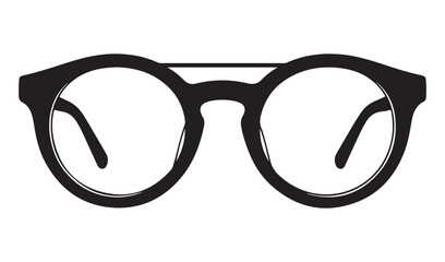 Black silhouette of vintage style eyeglasses with round lenses