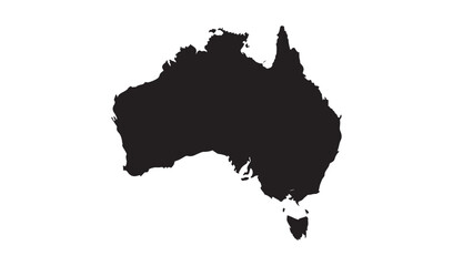 Black silhouette of the continent of australia on a white background