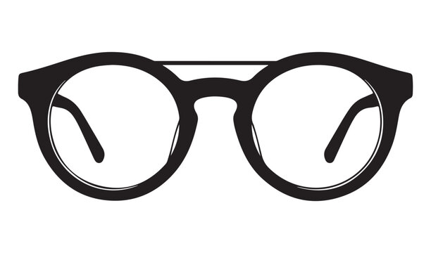 Black silhouette of vintage style eyeglasses with round lenses