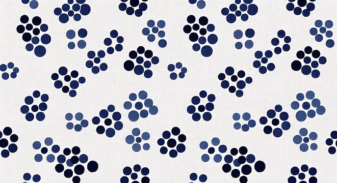 Abstract pattern of dark blue dots clustered on a textured white background
