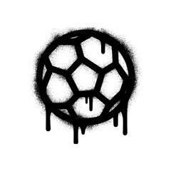 Black graffiti style soccer ball icon with dripping paint