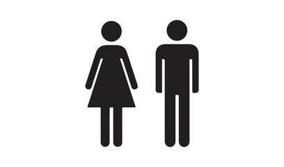 Simple black silhouettes of a man and woman standing side by side