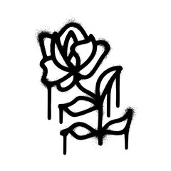 Black Graffiti Rose Outline with Dripping Spray Paint Style