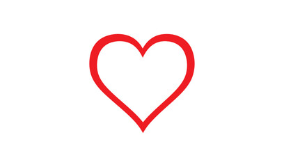 Simple red heart outline on white background